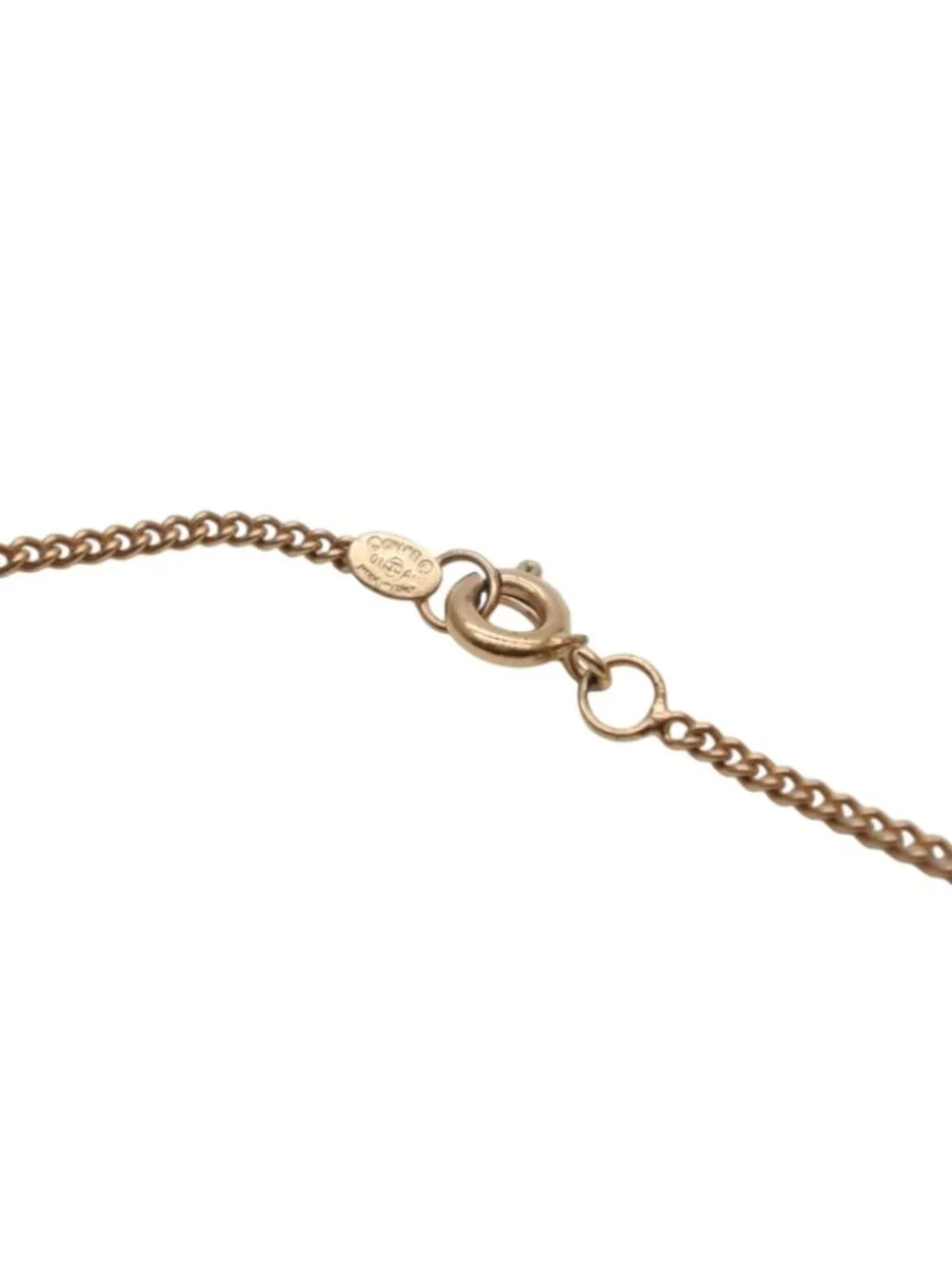 Chanel CC Logo Black Rhinestone Necklace Metal Gold